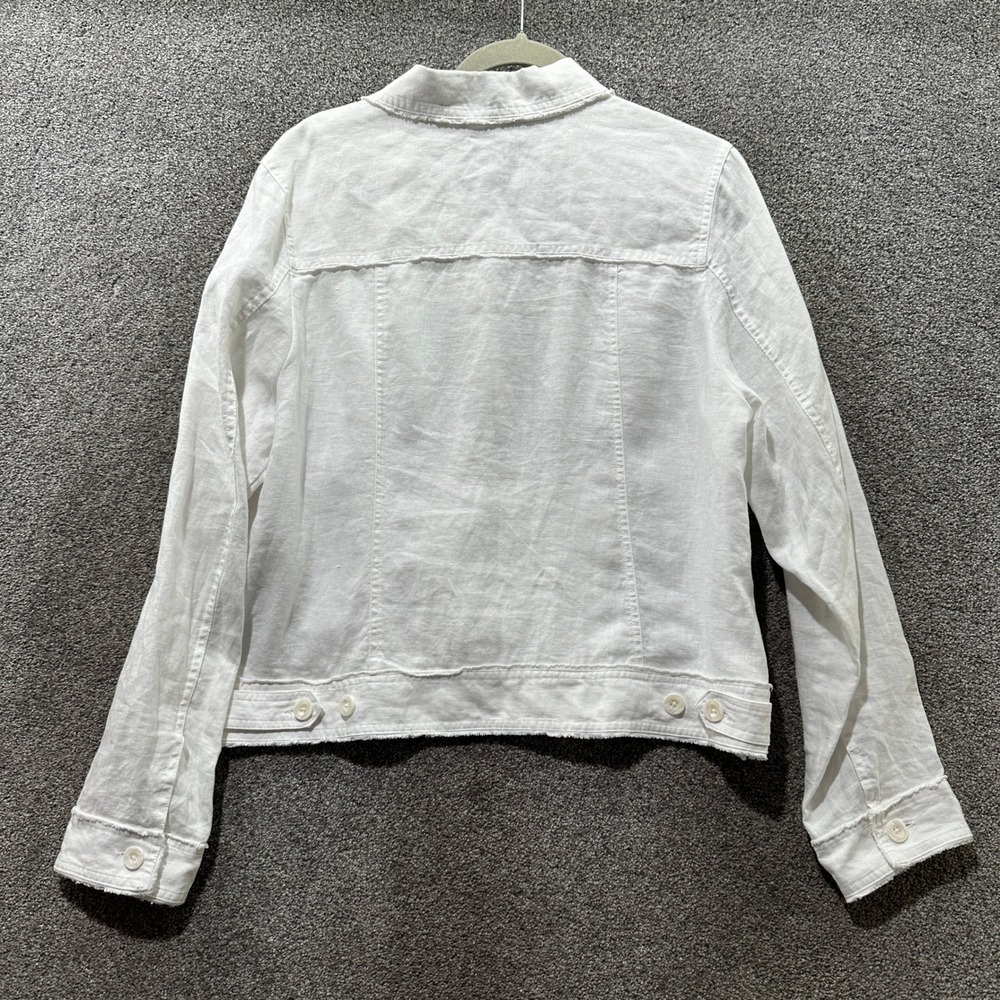 Tommy Bahama Two Palms Linen Raw-Edge Jacket White Women XL Coastal Beach Casual - Picture 2 of 10